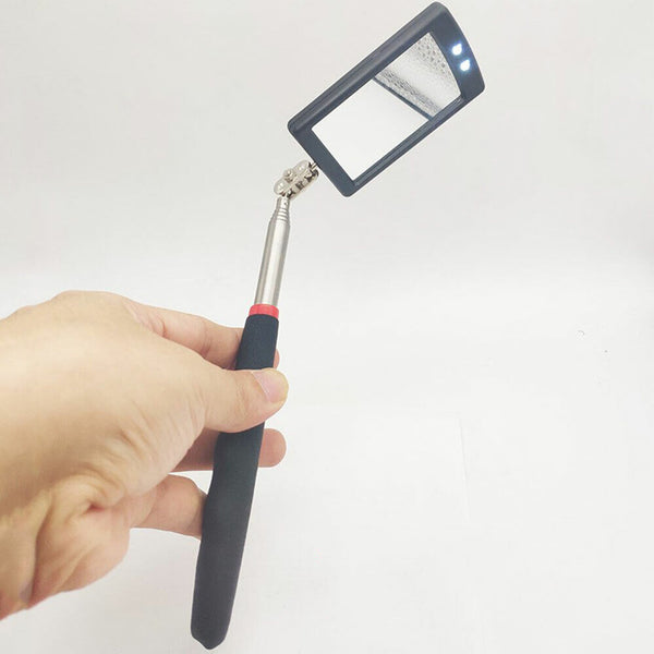 LED Inspection Mirror illuminate Extendable Telescoping Swivel Light Lighted