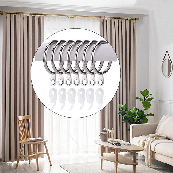 100 Sets Curtain Rings Hooks Window Multipurpose Metal Hooks Clips Ring Hanging