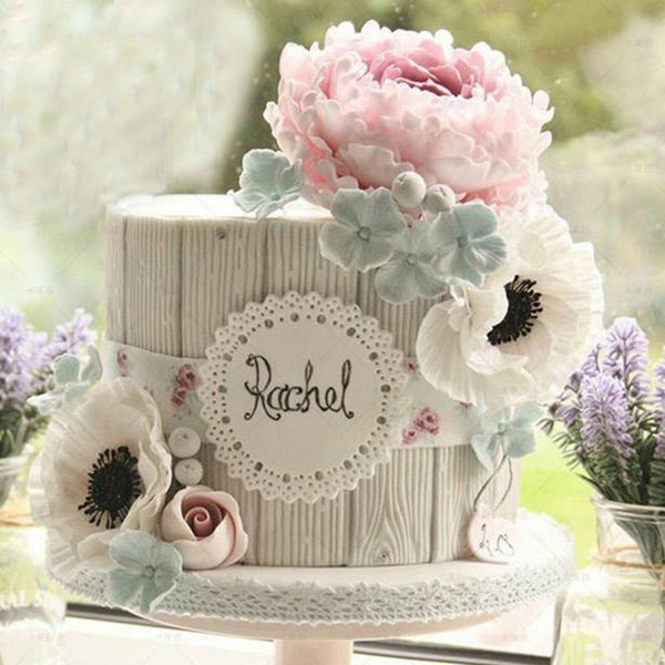 2pcs Cake Decoration Border Fondant Wall Brick Wood Grain Mold Mould Embosser AU