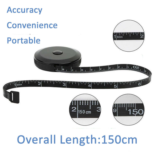 2X Soft Tape Measuring Range & 2X Black 1.5m Body Tailor Tape Ruler Retractable