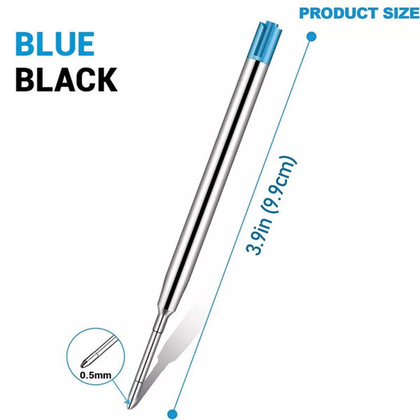 100PCS Parker Style Ballpoint Pen Refills 0.5mm Black Blue Ink 99mm