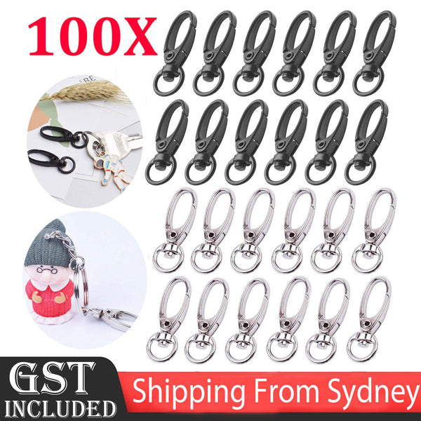 100PCS Swivel Lobster Clasps Golden Trigger Clips Clasp Snap Hook Key Chain AUS