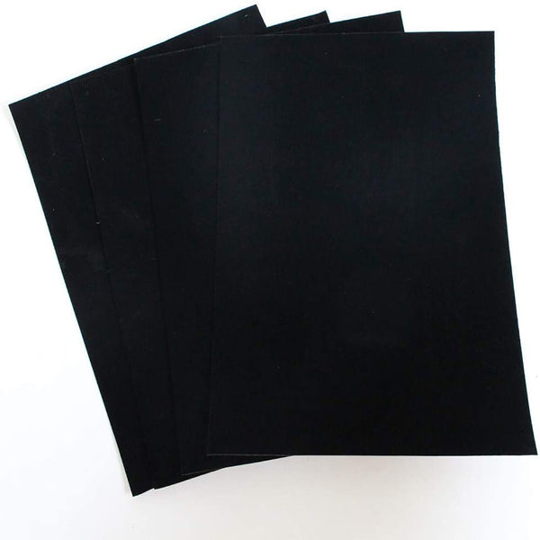 5x Black Felt Fabric Adhesive Sheets Multipurpose Velvet Sheet Sticky Glue Back