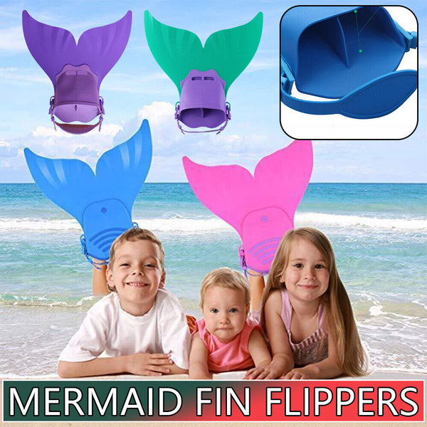 Kids Mermaid Tail Fin Adjustable Monofin Swimming Flipper Diving Swimmable Tool