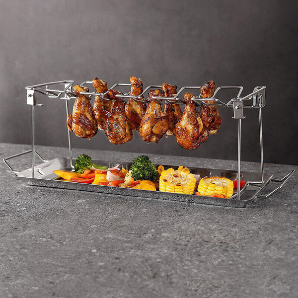 Foldable Stainless Steel Barbecue Grill Rack for Chicken Legs Outdoor Cooking