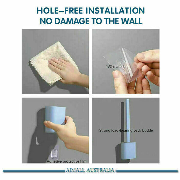 2Sets Bathroom Silicone Bristle Toilet Brush Holder Creative Cleaning Brush New