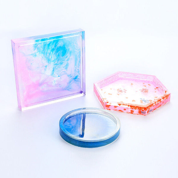 3x Coaster Resin Casting Mold Silicone Jewelry Agate Making DIY Mould Tool Craft