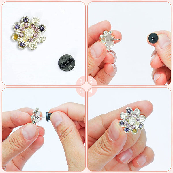 100PCS Black PVC Rubber Pin Backs Lapel Backing ButterflyTie Tack Holder Clasp