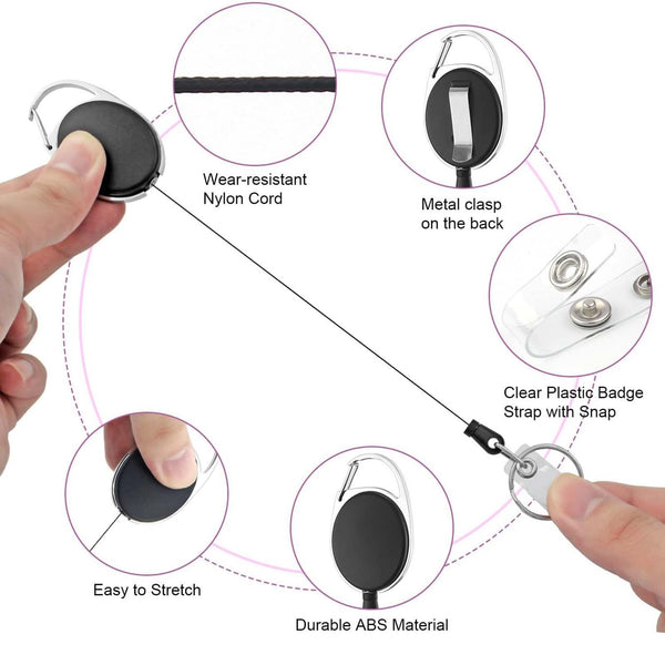 Retractable Badge Holder 2-Pack – Heavy Duty ID Card Holder with Belt Clip