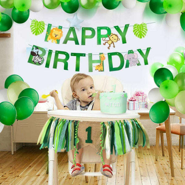 Jungle Party Decorations – Safari Animal Happy Birthday Banner