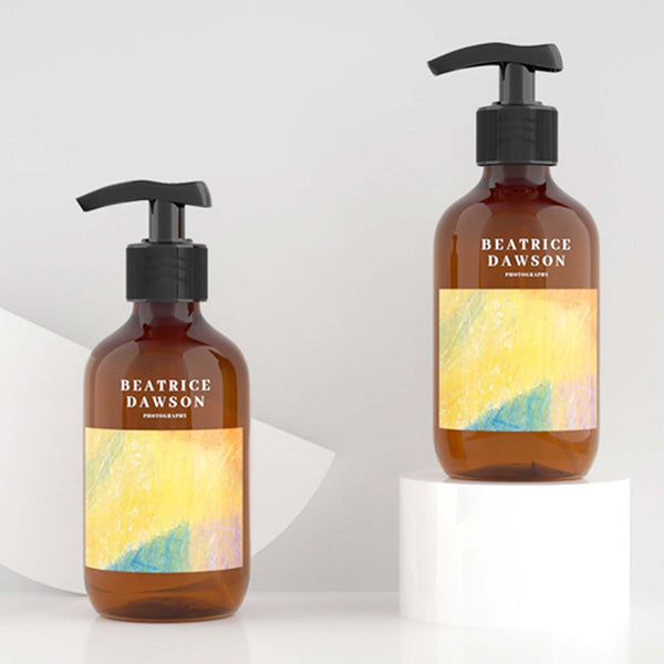 4PCS 300ML Pump Dispenser Bottles with Waterproof Labels Lotion Soap Bottles