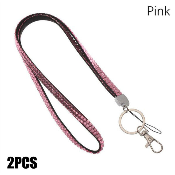 2X Rhinestone Lanyard Neck ID Card Holder Key Case Name Badge Wallet ID card New