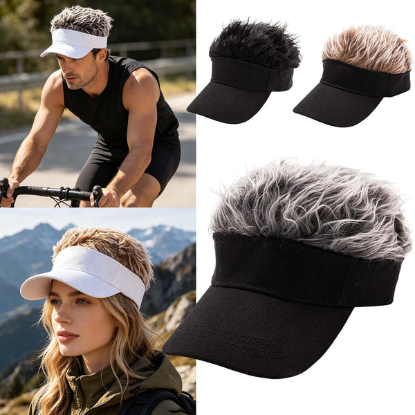 Wig Golf Baseball Cap with Fake Hair Cap Sun Visor Whimsy Fun Toupee Hat Unisex