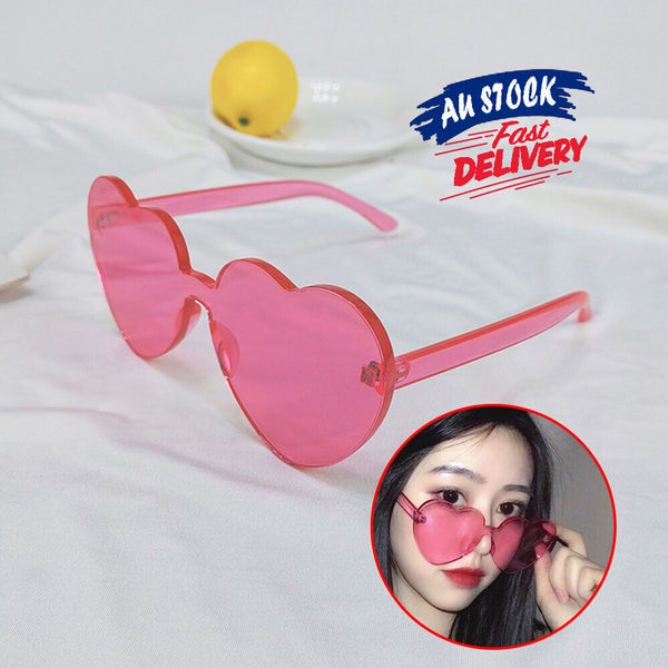Love Heart Shape Sunglasses Party Clear Lens Rimless Festival Glasses Dress