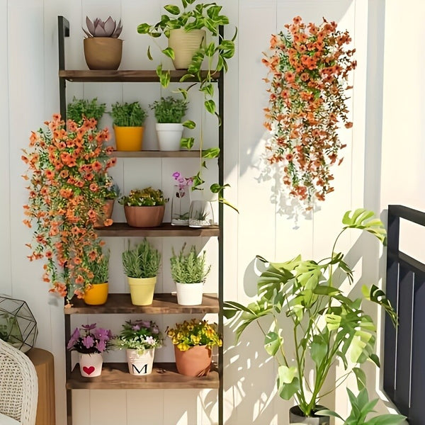 2PCS Artificial Hanging Violet Flower Vine Faux Floral Plant Garden Wedding Decor