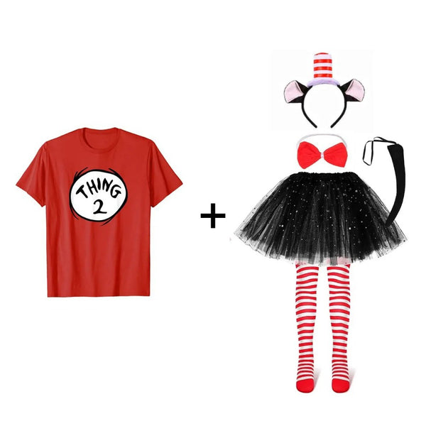 Cat in the Hat Costume Kids – Thing 1 Thing 2 Dr Seuss Book Week Outfit Set