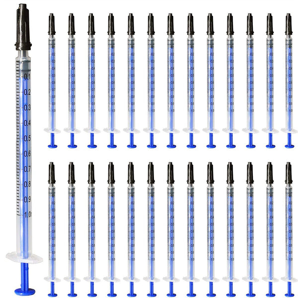 50X 1ml Syringe with Caps Feed Pets Oral Oil Glue Applicator Hydroponics Syringe