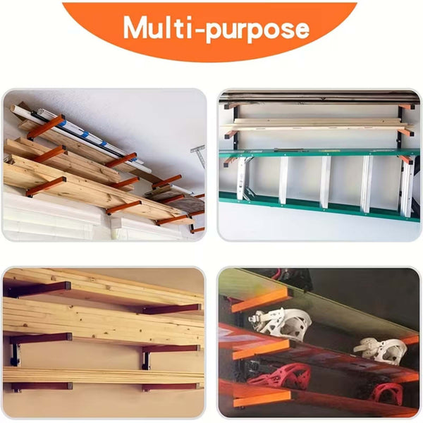 2pcs Wall Mounted Lumber Storage Rack | Heavy Duty Metal Wood & Firewood Storage Brackets