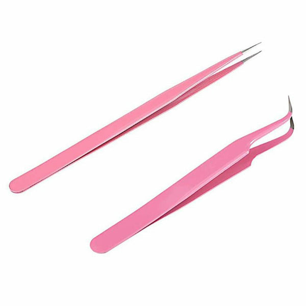 6PCS Eyelash Tweezers Eye Lash Clip Remover Tool False Extension Curved Pointed