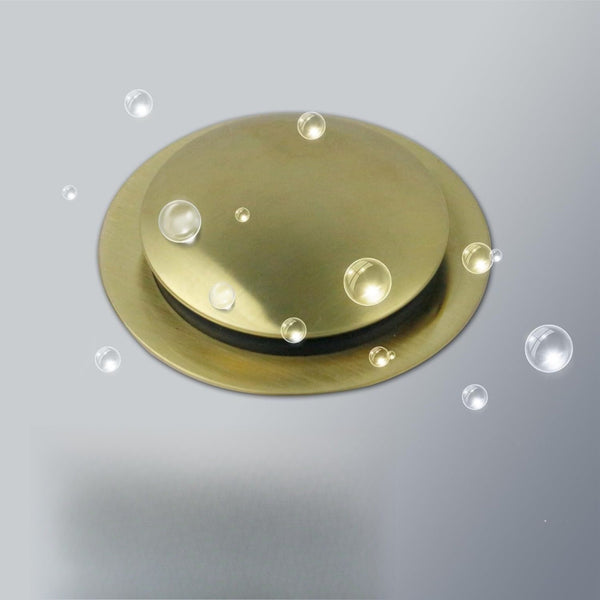 Brushed Gold Basin Sink Pop Up Waste Drain 38mm Brass Push Button Plug