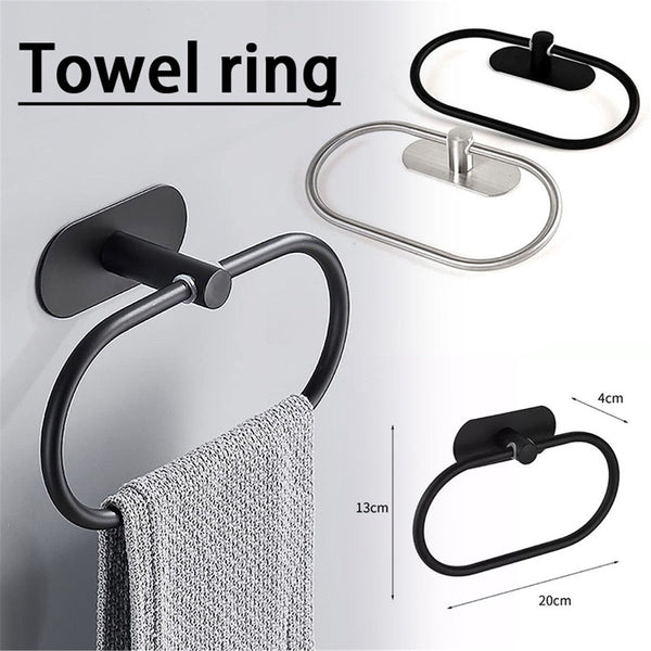2X Stainless Steel Oval Towel Ring Rail Holder Wall Mounted Hand Towel Rack Bath