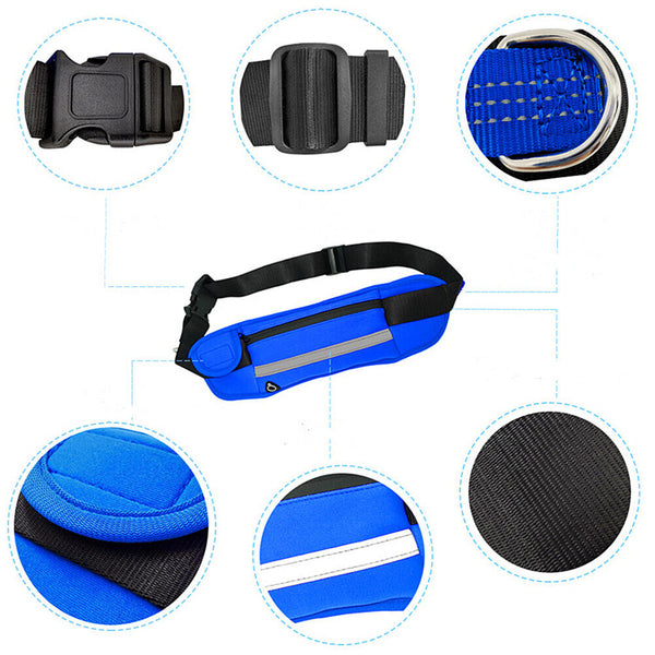 Adjustable Hands Free Dog Leash Lead + Waist Bag Belt Jogging Walking Running
