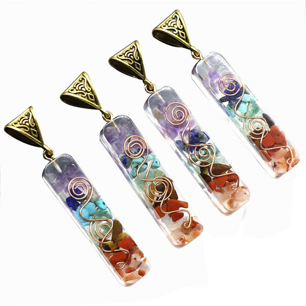 2pcs 7 Stone Necklace Chakra Natural Stone Necklace Yoga Pendant Unisex Pendant