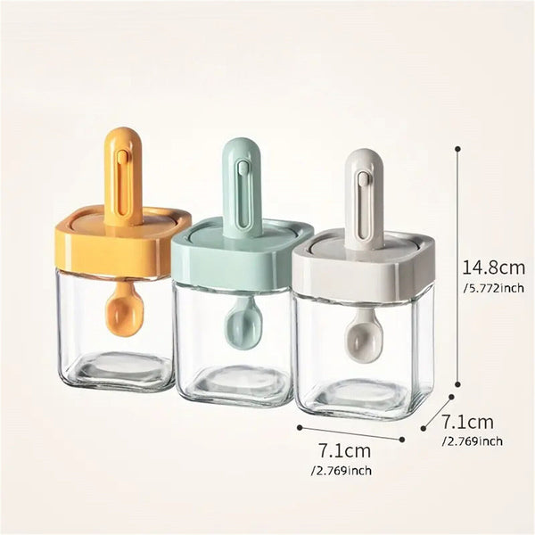 2pcs Square Seasoning Pot, Kitchen Spice Jar, Seasoning Containers for Salt