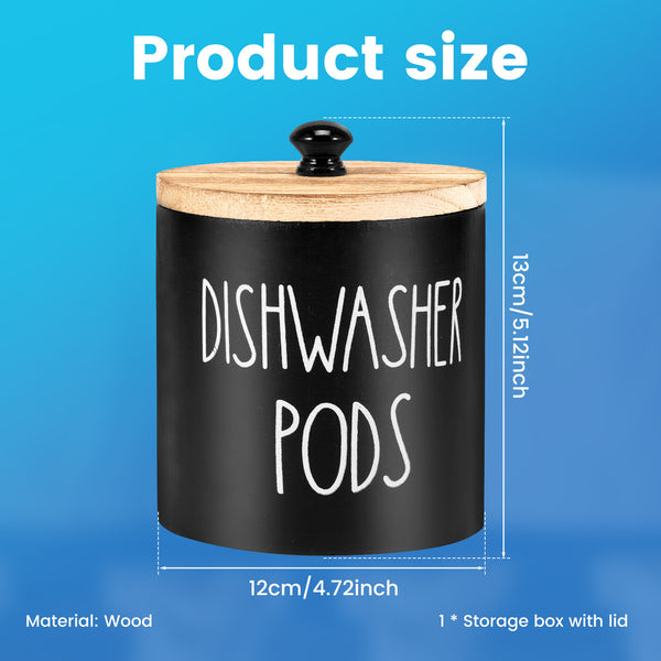 2pcs Wooden Dishwasher Pod Holder with Lid | Laundry Capsule Storage Container