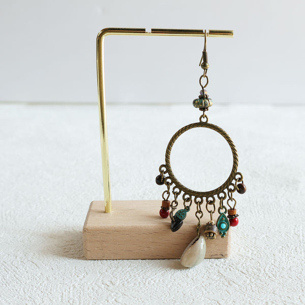 Bohemian Geometric Dreamcatcher Tassel Earrings Stylish Women's Fashion Jewelry