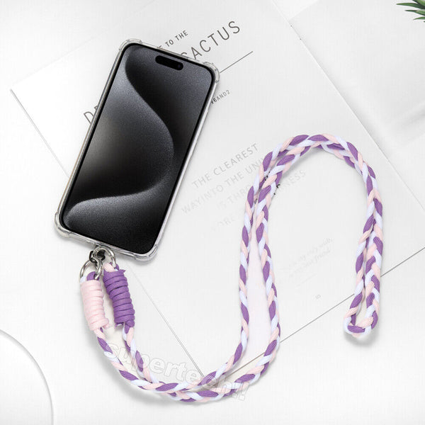 Braid Mobile Phone Lanyard Strap Hanging Neck Strap With Free Metal Patch OZ