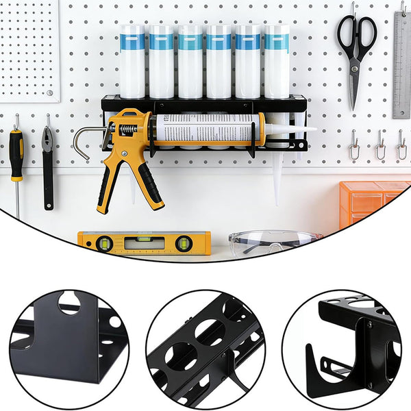 Caulking Gun Storage Rack 6 Hole Wall Mount Sealant Tube Holder Organiser