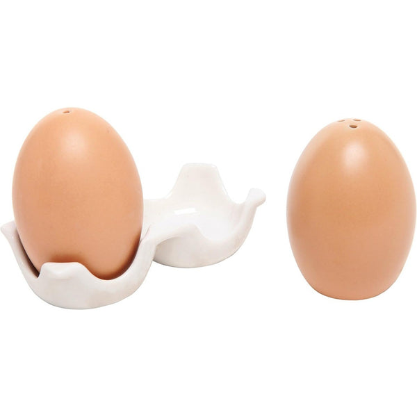 Brown Egg Shaped Salt and Pepper Shaker Ceramic Spice Bottle Set