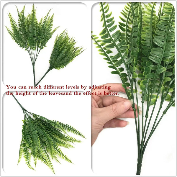 1-10x Artificial Boston Fern Leaf Home Artificial Plant Flower Garden Decoration