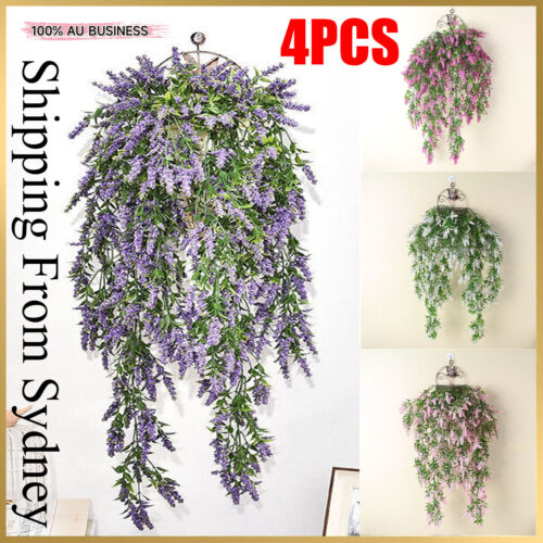 4PCS Hanging Artificial Plants Fake Lavender Home Porch Decor Party Vine Flower