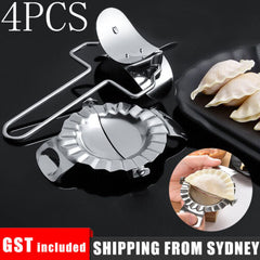 4PCS Dumpling Maker Mold Stainless Steel Dough Press Making Mould Tools AU NEW