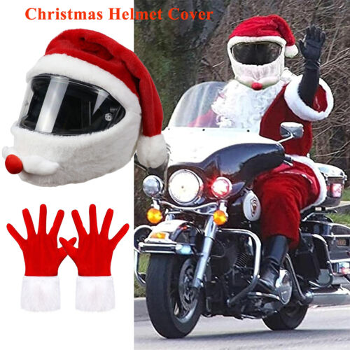 Christmas Helmet Cover For Motorcycle Motorbike Helmet Case Santa Claus hat