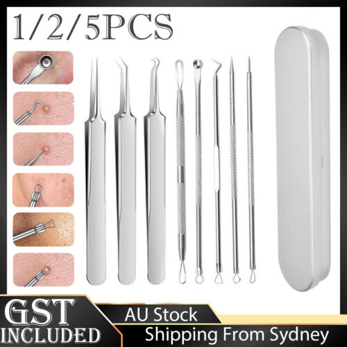 Blackhead Remover Tool Pimple Blemish Popper Comedone Acne Cleaner Kit Clip