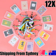 12pcs Quality Vertical Clear Card ID Holder Sleeve Office Name Tag Pass lanyard