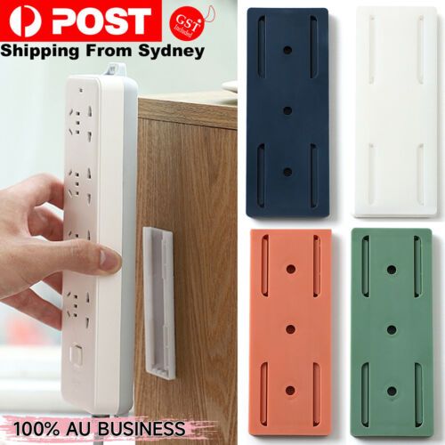 2x Socket Holder Plug Fixer Wall-Mounted Power Strip Holders Sticker Punch-free