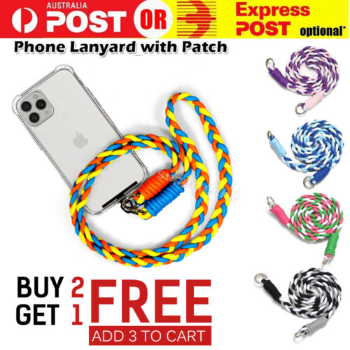 Braid Mobile Phone Lanyard Strap Hanging Neck Strap With Free Metal Patch OZ