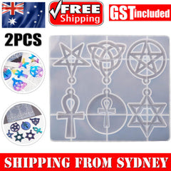 2X Silicone Pentagram Resin Casting Mould Jewelry Pendant Necklace Epoxy Mold AU