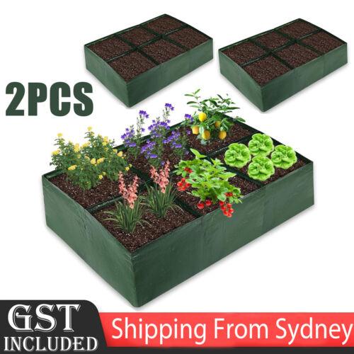 2X 6 Grid Planting Grow Bag Fabric Raised Bed Garden Planter Vegetable Plant Box
