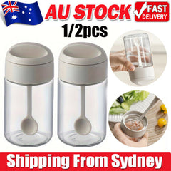 Retractable Spoon Seasoning Bottle, Spoon Lid Integrated Seasoning Jar