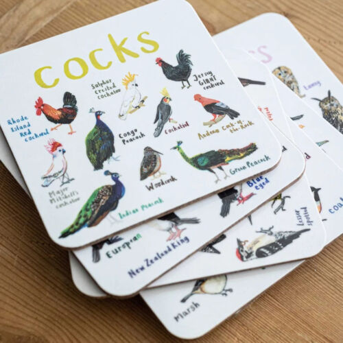 Set of 6 Bird Pun Coasters Funny Coasters for Drinks Kitchen Bar Decoration Gift