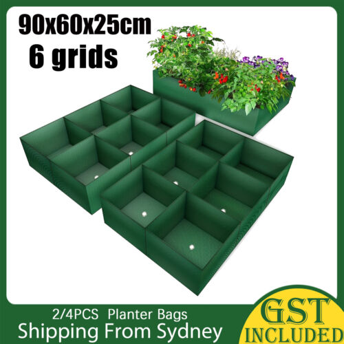 6 Grid Planting Grow Bag Fabric Raised Bed Garden Planter Vegetable Plant Box AU