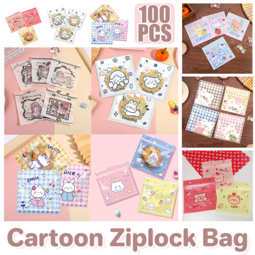 100pcs cartoon ziplock bags for snacks candy cookies food safe plastic bags AU