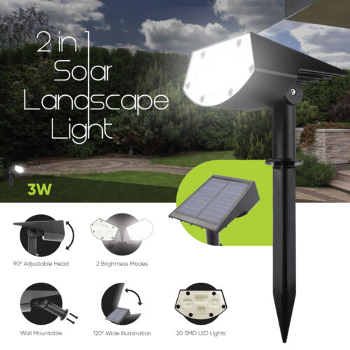 31cm 2-in-1 Solar Landscape Outdoor Garden Patio LED Light