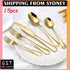 15X Cutlery Sets,Stainless Steel Mirror Polished Dishwasher Safe for Home,Gold