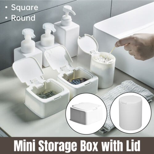 Small Plastic Desktop Storage Box with Lid Organizer Bucket for Office Home Use
